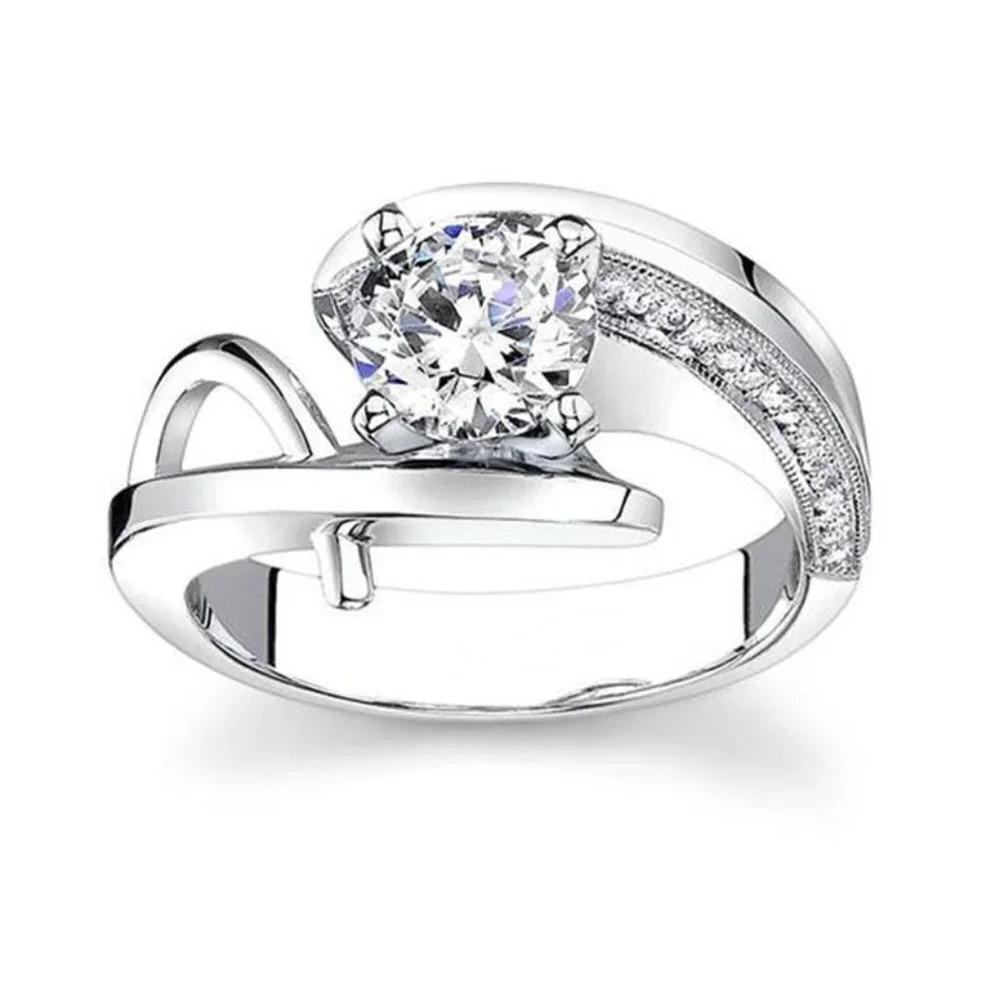 💝Create Irregular Pure Round Gemstone CZ Twisted Rings for Women, EVGG1557